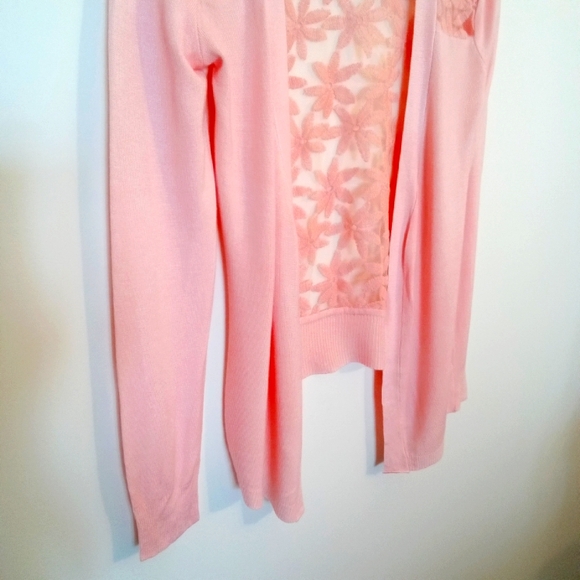 Long Sleeve Waterfall Cardigan with Lace Back - Picture 9 of 9